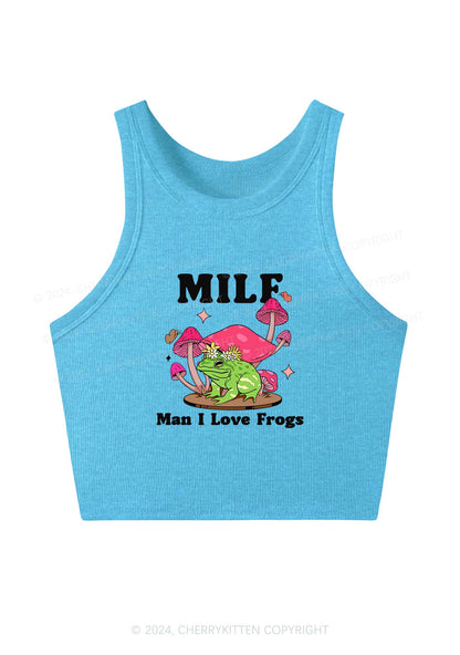 CHERRYKITTEN Women's Y2k Frog Graphic Crop Top - Funny Short Sleeve Crew Neck Tee, Fitted Going Out Top