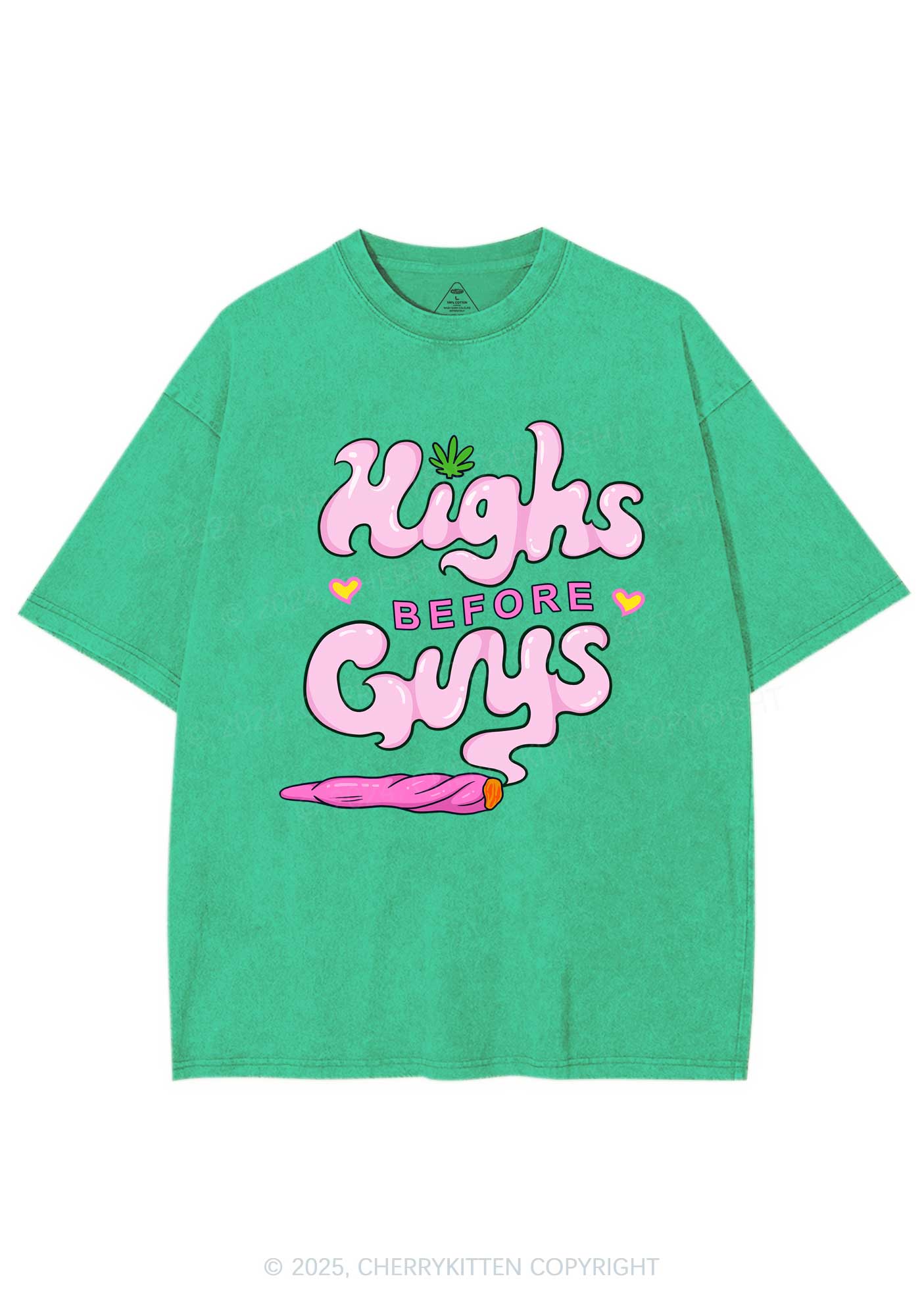 Highs Before Guys Y2K Shirts Washed Tee Cherrykitten