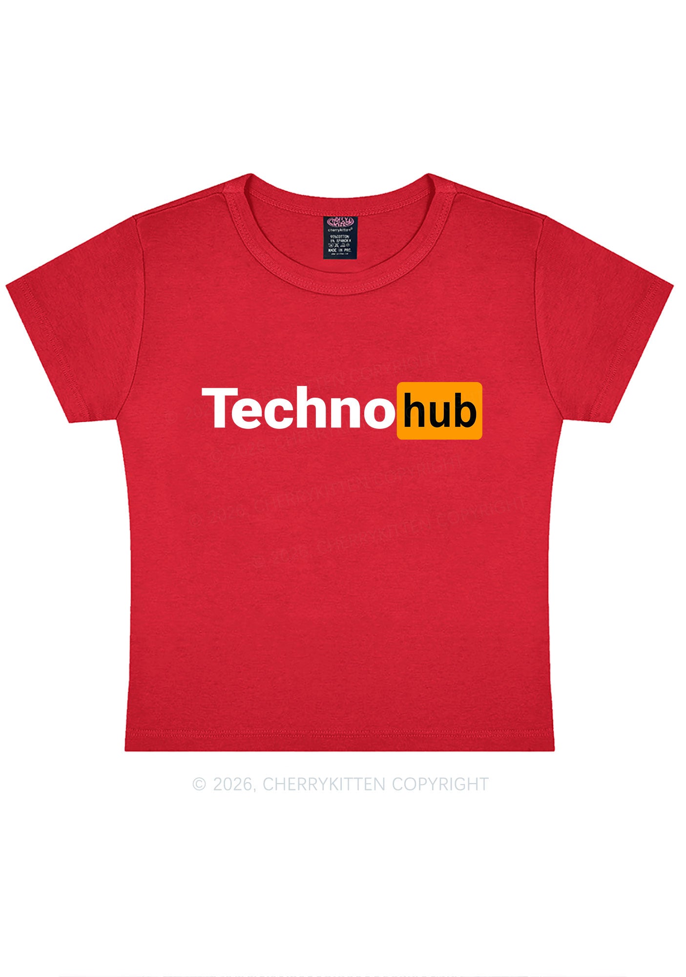 Techno Hub Y2K Baby Tee Cherrykitten