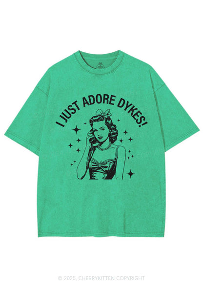 I Just Adore Dykes Y2K Shirts Washed Tee Cherrykitten