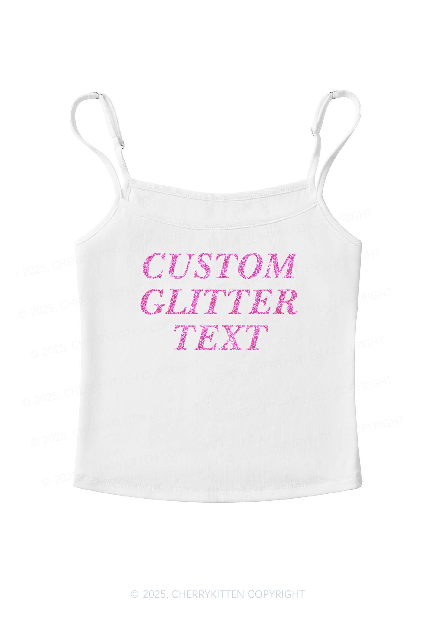Custom Text Glitter Y2K Spaghetti Strap Cami Cherrykitten