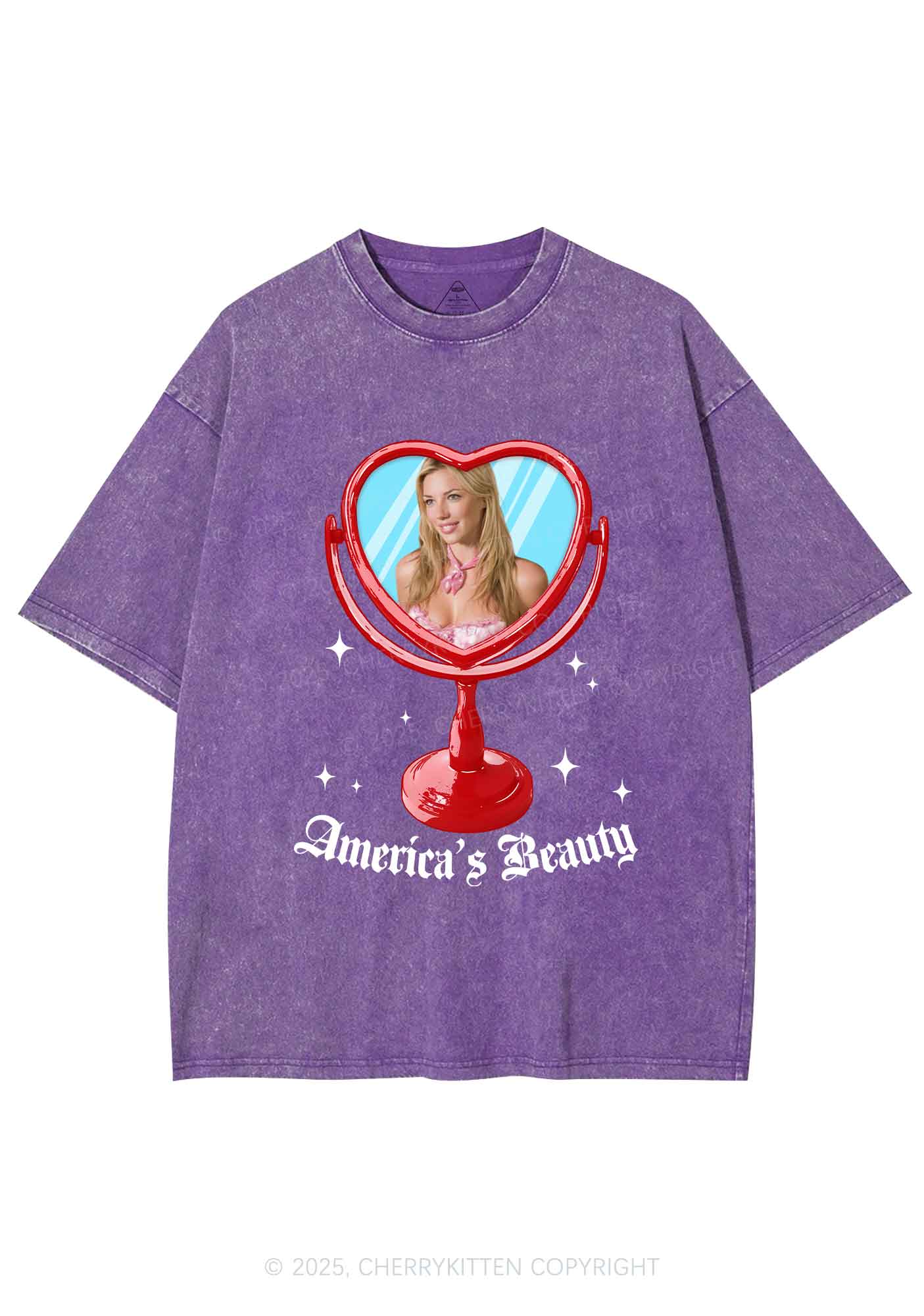 Custom Mirror Beauty Y2K Shirts Washed Tee Cherrykitten