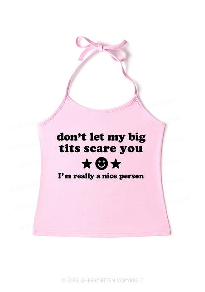 Dont Let My Big Txts Scare You Y2K Halter Neck Cami Cherrykitten