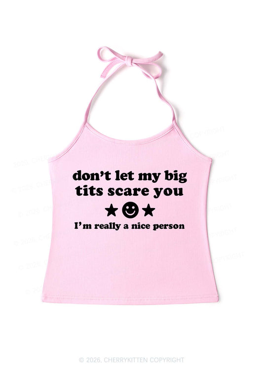 Dont Let My Big Txts Scare You Y2K Halter Neck Cami Cherrykitten