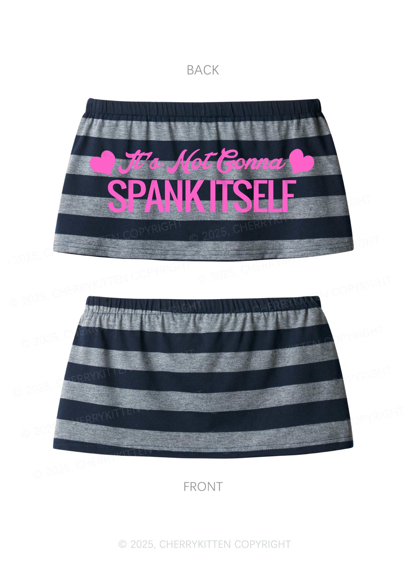 Spank Itself Y2K Navy Grey Striped Mini Skirt Cherrykitten