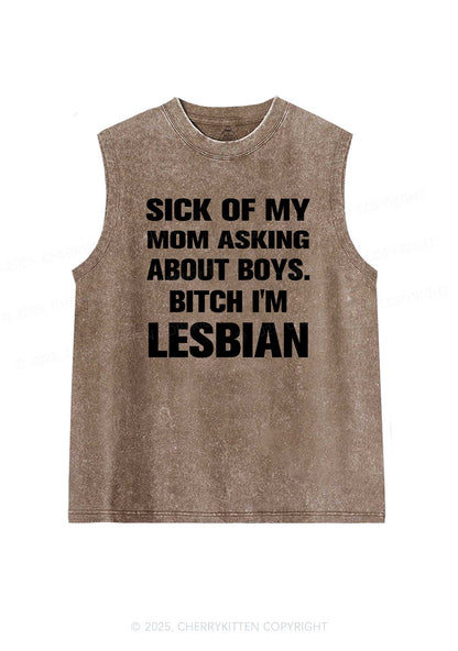 Bxxch Im Lesbian Pride Y2K Washed Muscle Tank Cherrykitten