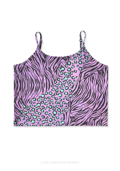 Lavender Zebra Y2K Print Cami Crop Top Cherrykitten