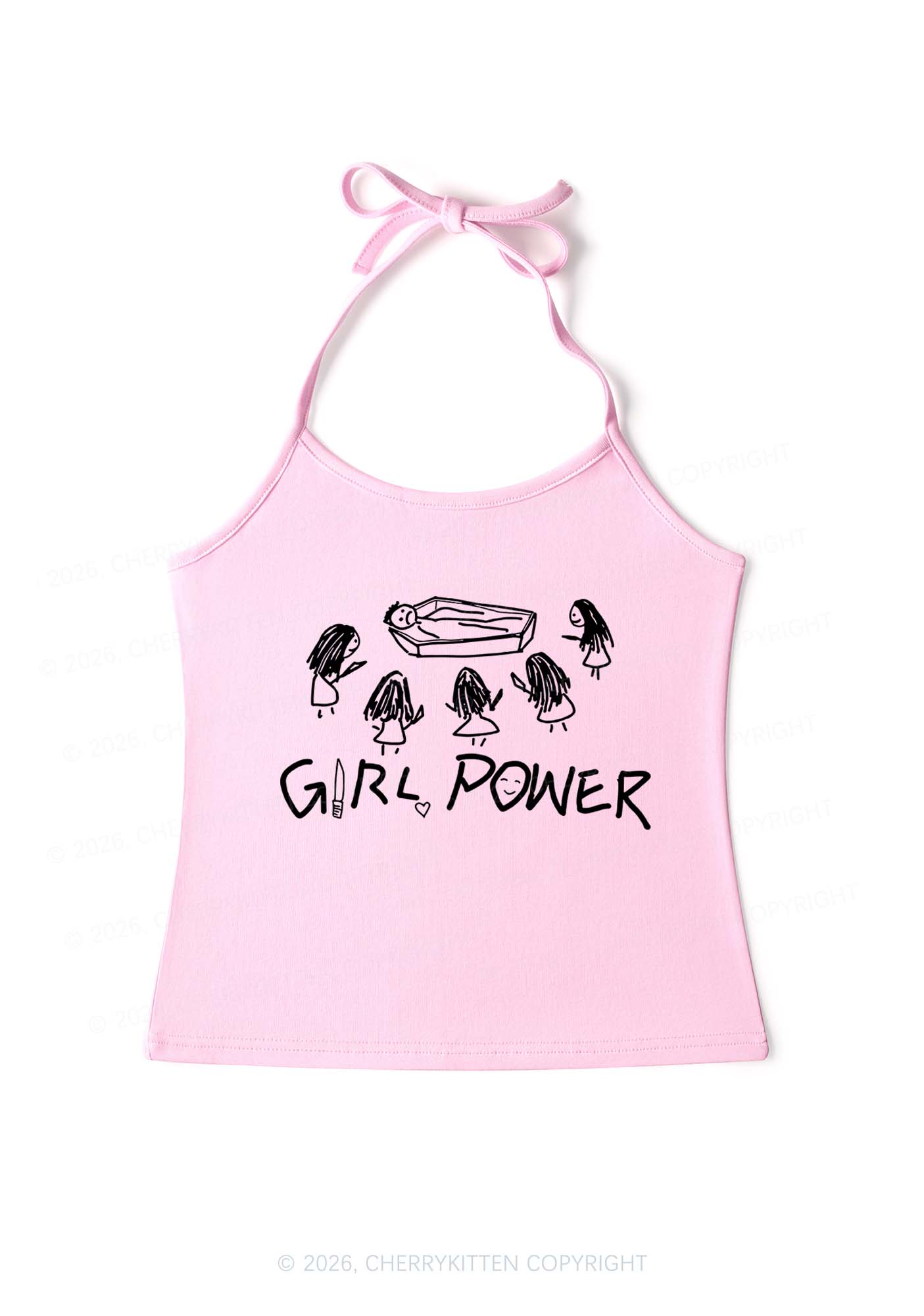 Girls Power Y2K Halter Neck Cami Cherrykitten