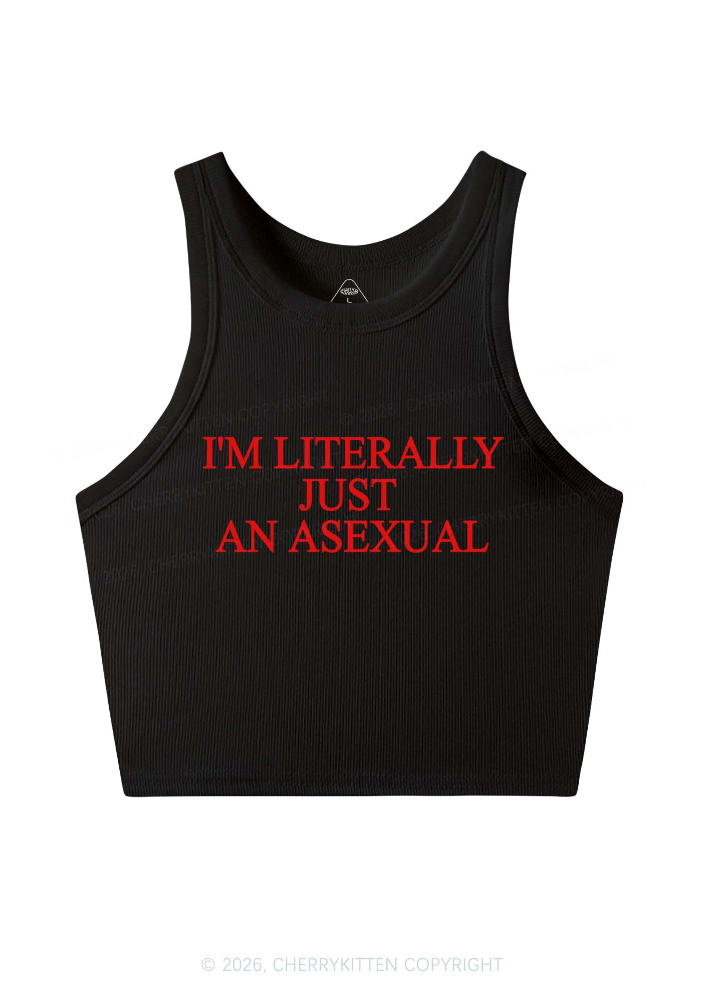 Im Literally Just An Asexual Pride Y2K Crop Tank Top Cherrykitten
