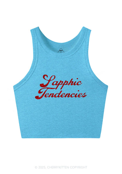 Glitter Sapphic Tendencies Pride Y2K Crop Tank Top Cherrykitten