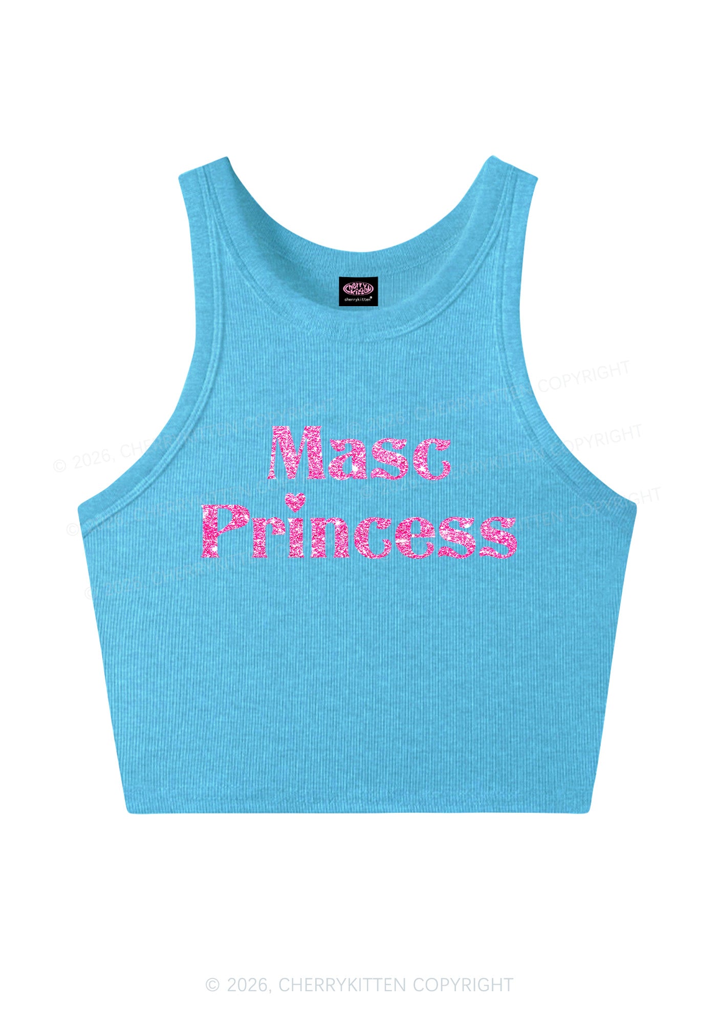 Glitter Masc Princess Pride Y2K Crop Tank Top Cherrykitten