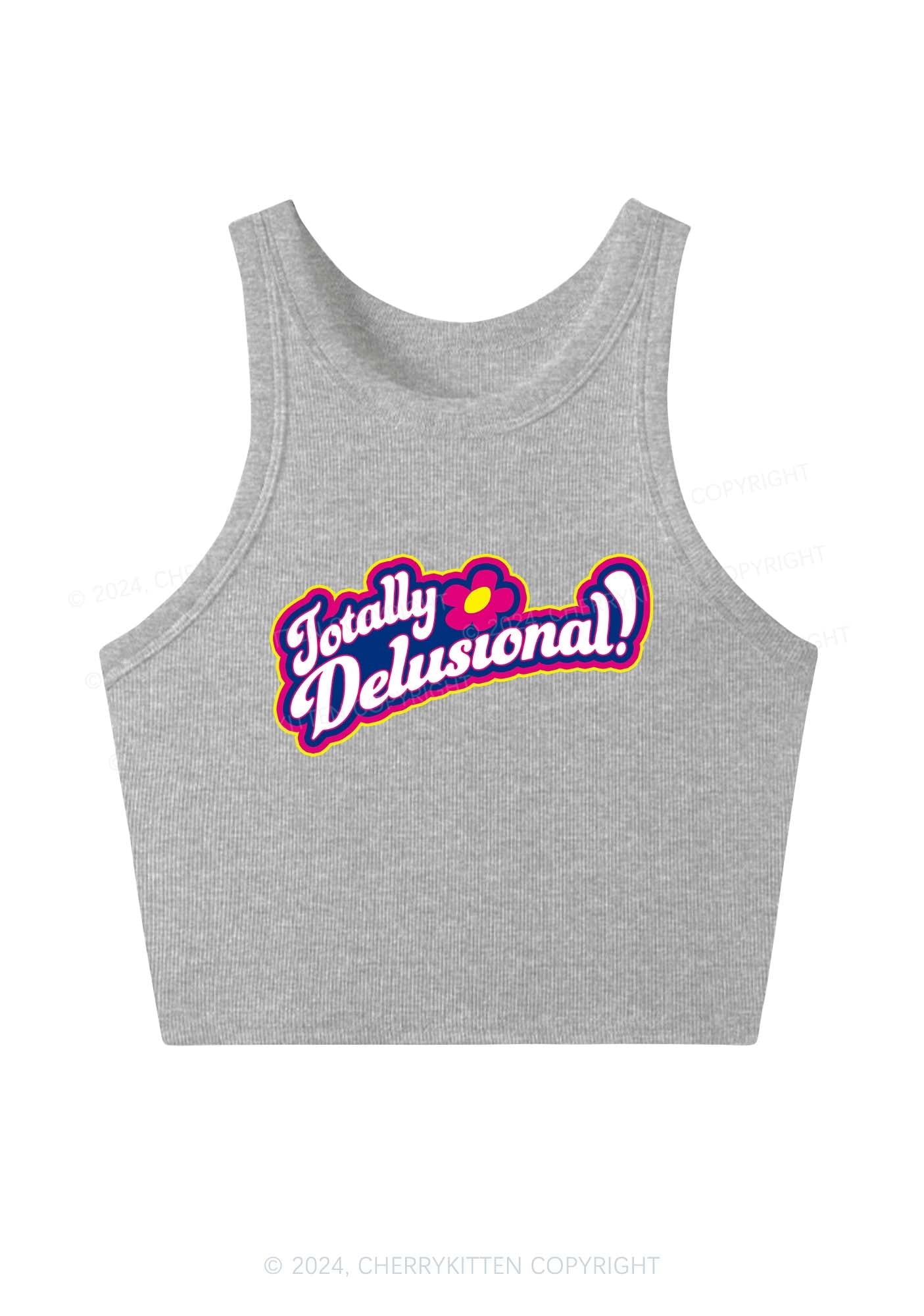 Totally Delusional Y2K Crop Tank Top Cherrykitten