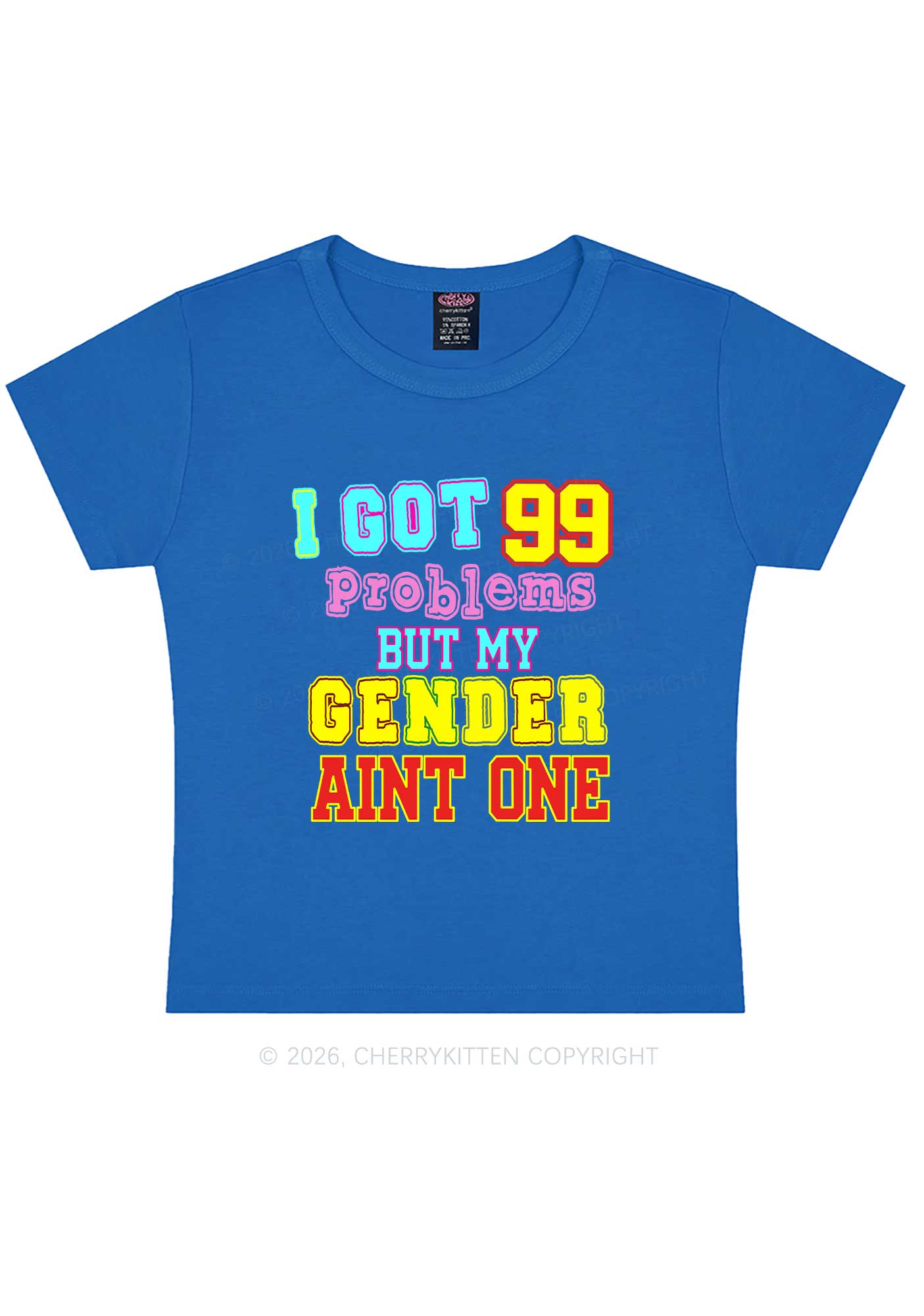 Gender Aint One Pride Y2K Baby Tee Cherrykitten