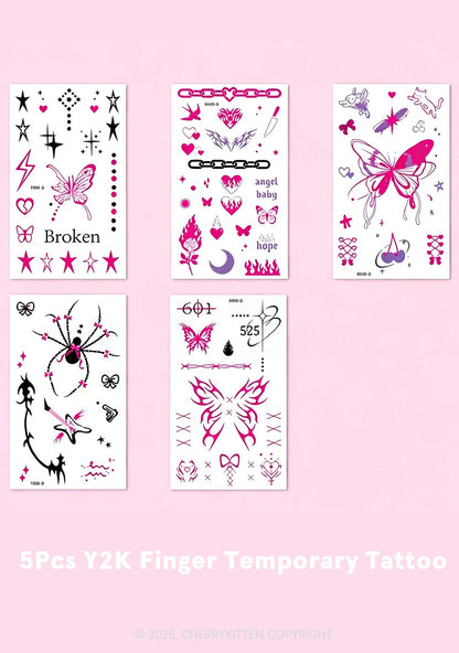 5Pcs Butterfly Y2K Finger Temporary Tattoo Cherrykitten