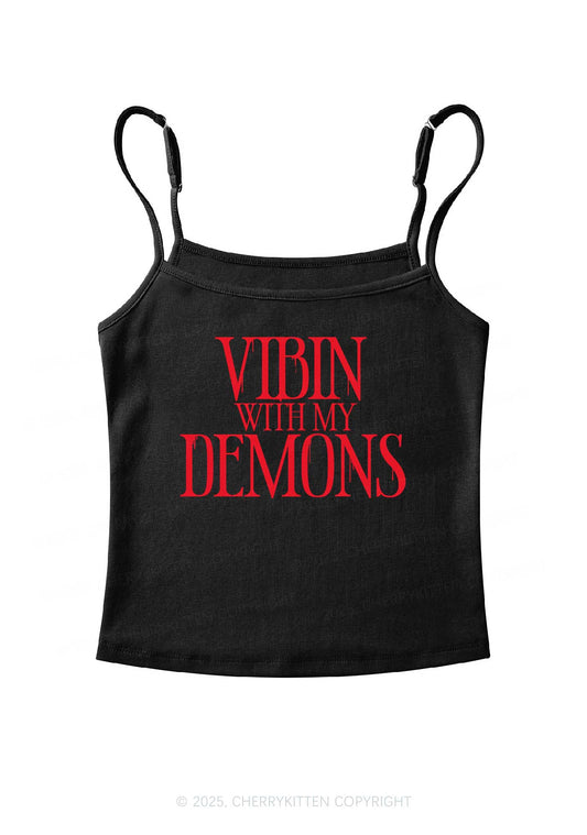 Halloween Vibin With My Demons Y2K Spaghetti Strap Cami Cherrykitten