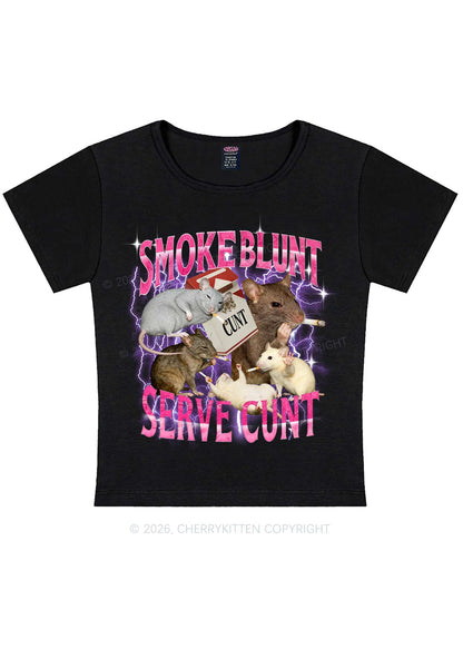 Smoke Blunt Rats Y2K Baby Tee Cherrykitten
