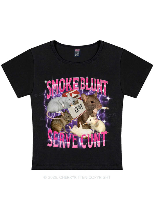 Smoke Blunt Rats Y2K Baby Tee Cherrykitten