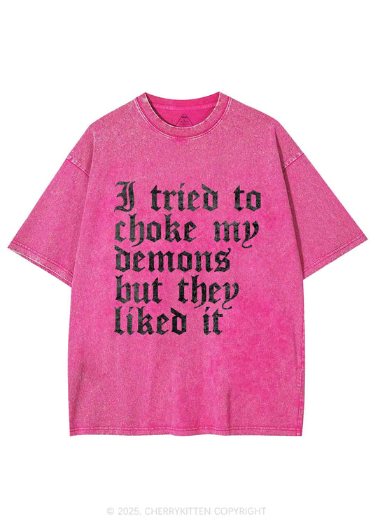 Halloween Choke Demons They Liked Y2K Shirts Washed Tee Cherrykitten