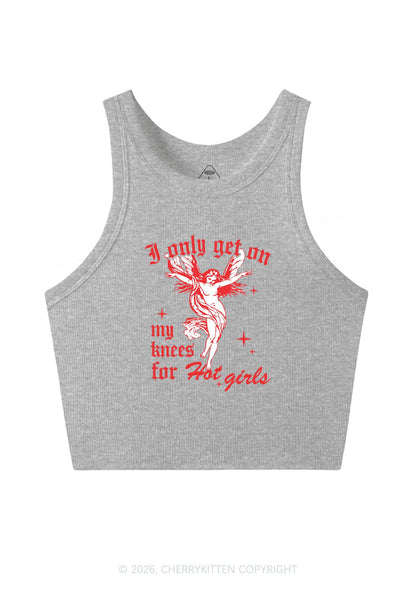 On My Knees For Hot Girls Pride Y2K Crop Tank Top Cherrykitten