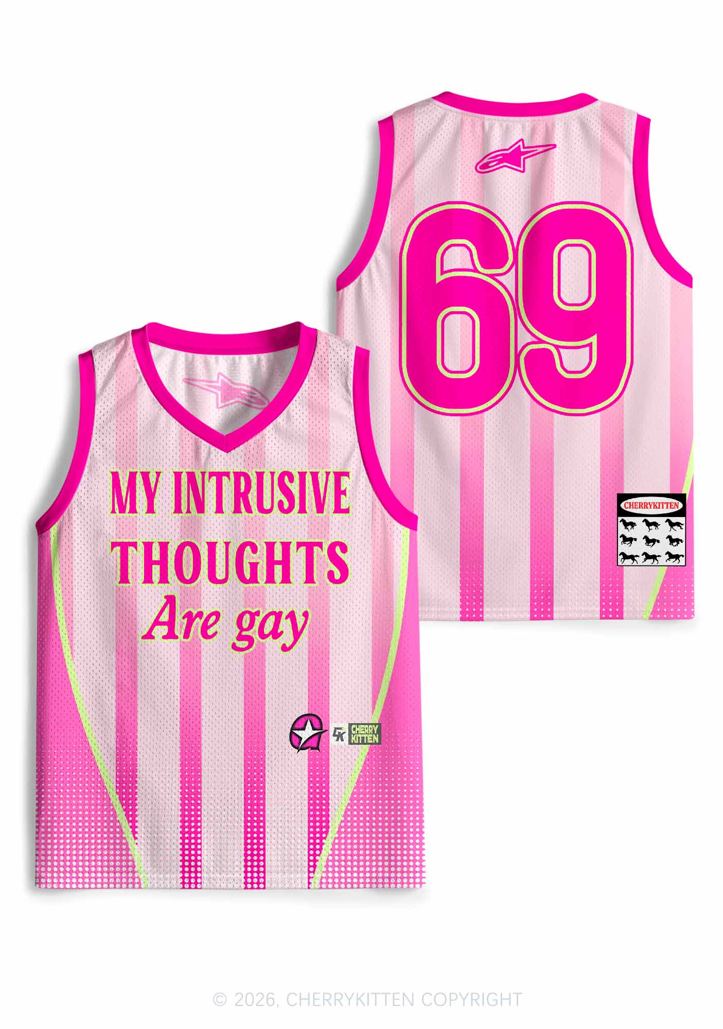 My Intrusive Thoughts Are Gay Pride Y2K Sport Jersey Tank Cherrykitten