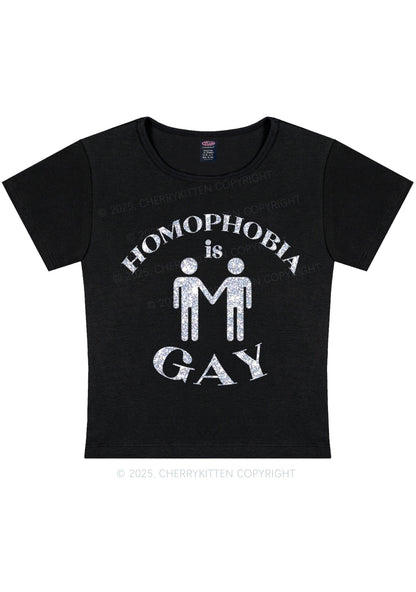 Glitter Homophobia Is Gay Pride Y2K Baby Tee Cherrykitten