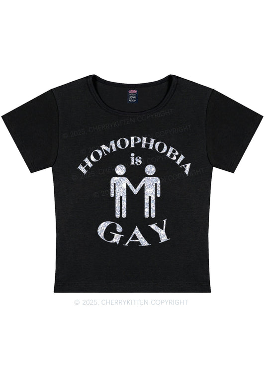 Glitter Homophobia Is Gay Pride Y2K Baby Tee Cherrykitten