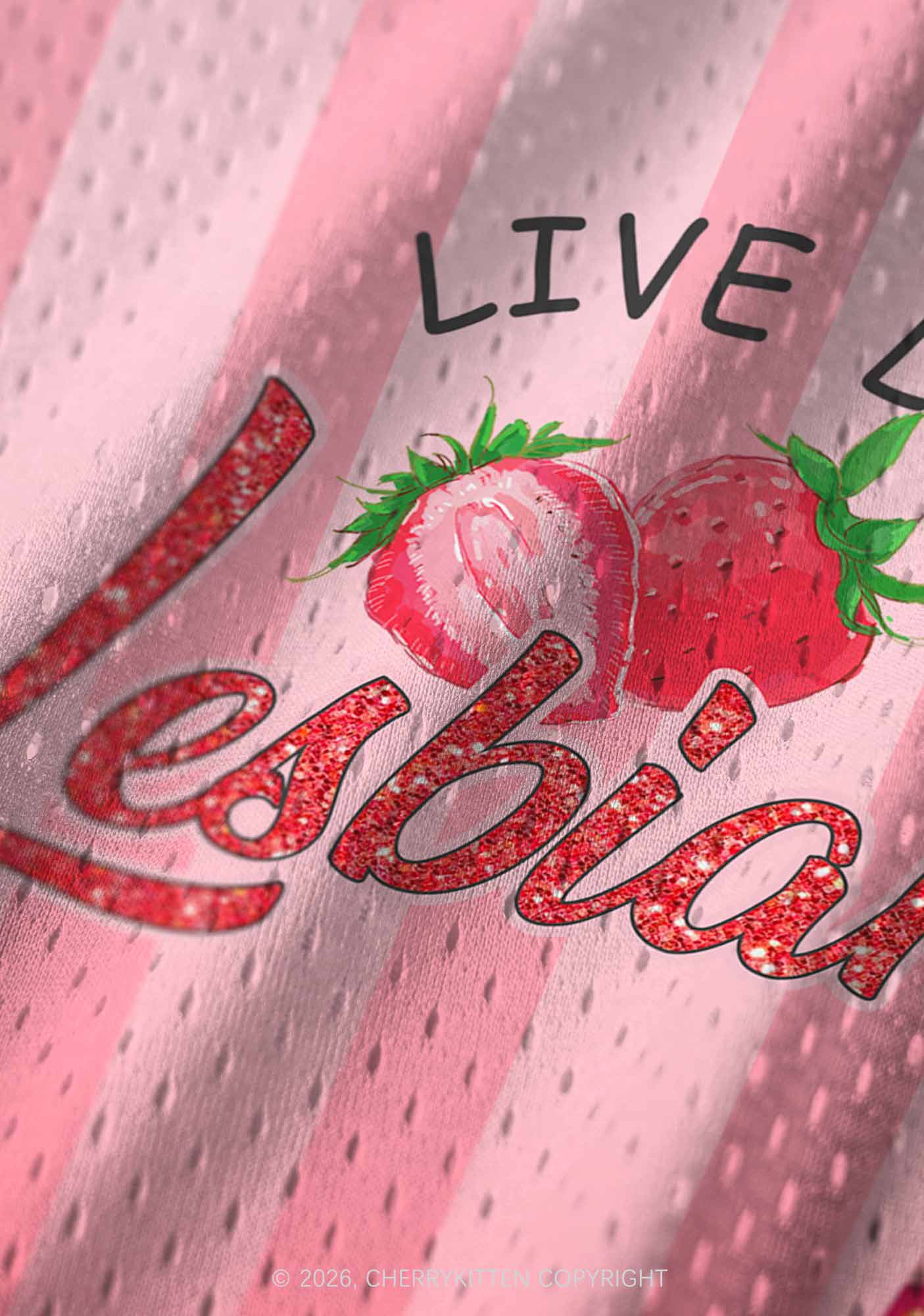 Live Laugh Lesbian Strawberry Pride Y2K Sport Jersey Tank Cherrykitten