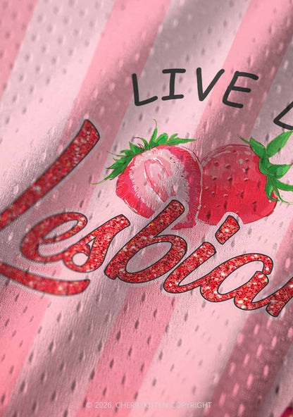Live Laugh Lesbian Strawberry Pride Y2K Sport Jersey Tank Cherrykitten
