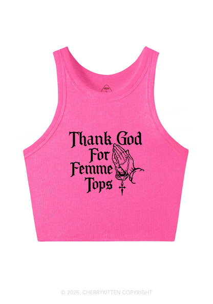 Thank God For Femme Tops Pride Y2K Crop Tank Top Cherrykitten