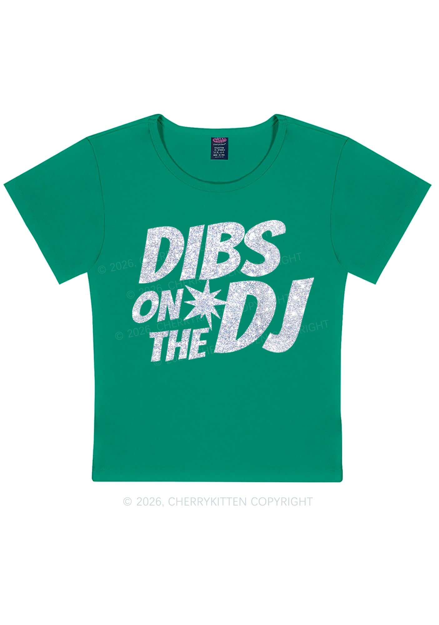 Glitter Dibs On The DJ Y2K Baby Tee Cherrykitten
