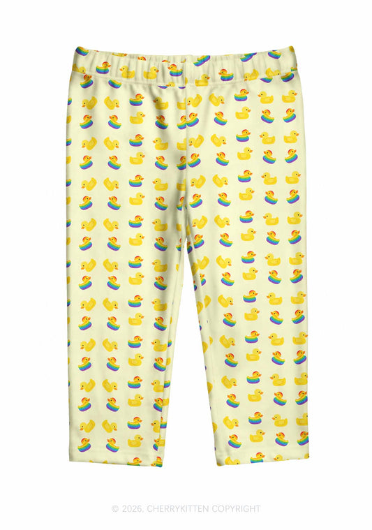 Rainbow Ducks Pride Y2K Print Capri Pants Cherrykitten