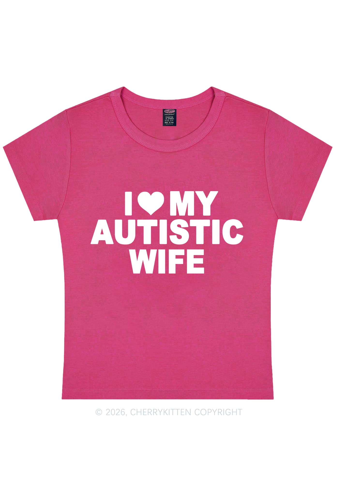 I Love My Autistic Wife Y2K Baby Tee Cherrykitten