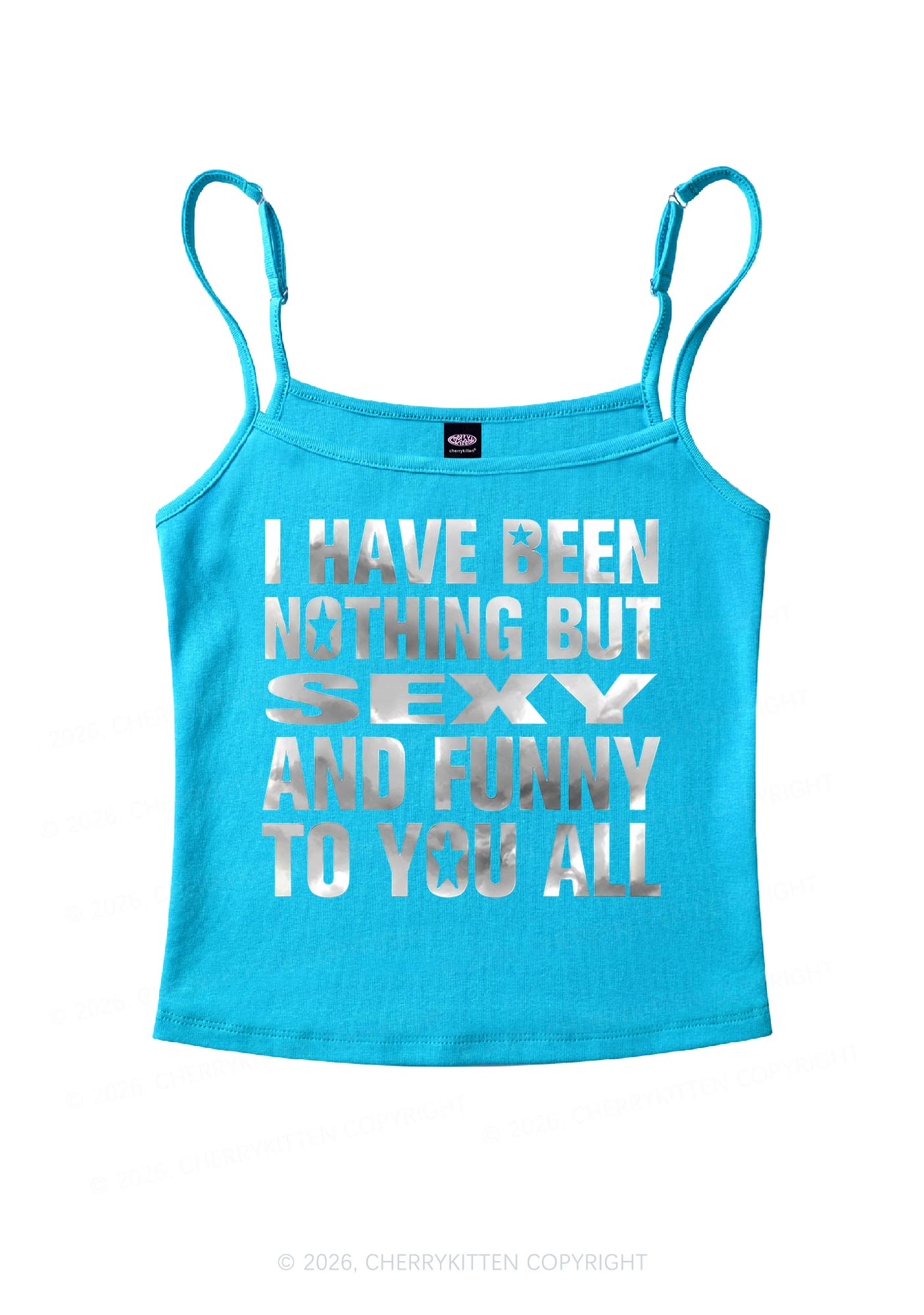 I Have Been Nothing Silver Foil Printed Y2K Spaghetti Strap Cami Cherrykitten