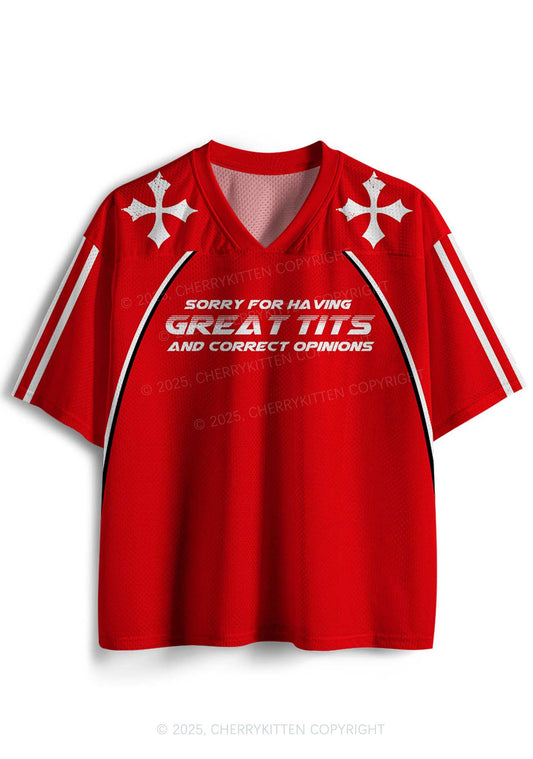 Custom Sorry For Having Correct Opinions Y2K Mesh Jersey Shirts Cherrykitten