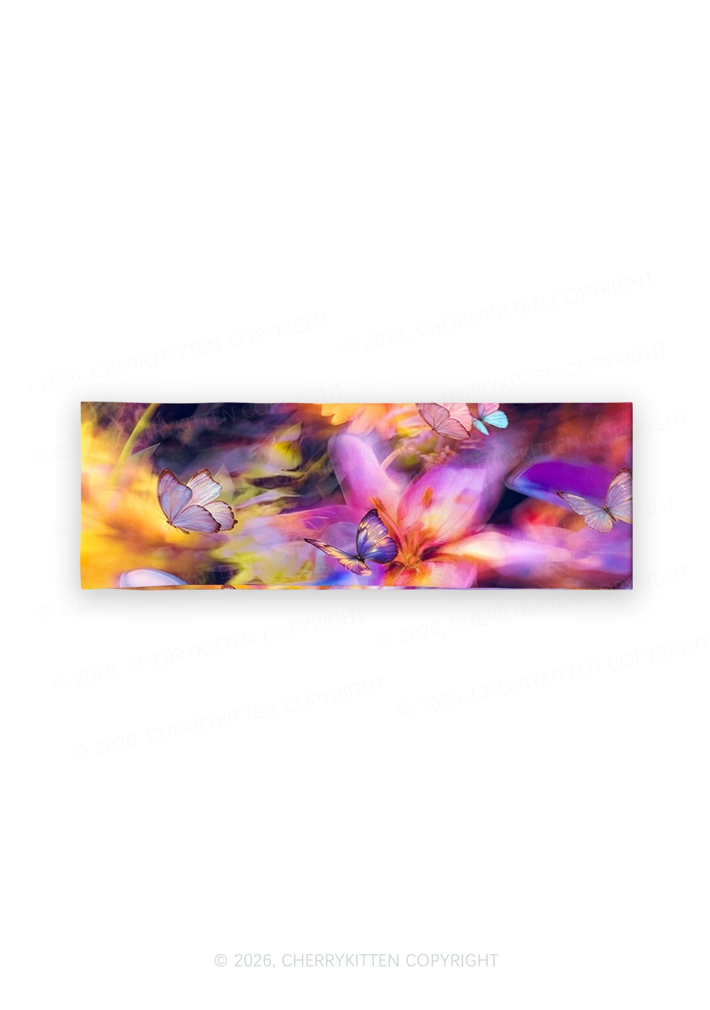 Purple Floral Butterfly Y2K Print Headband Cherrykitten