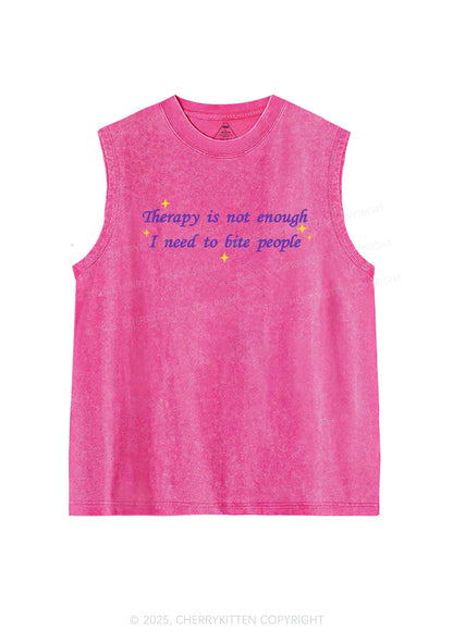 Therapy Not Enough Y2K Washed Muscle Tank Cherrykitten