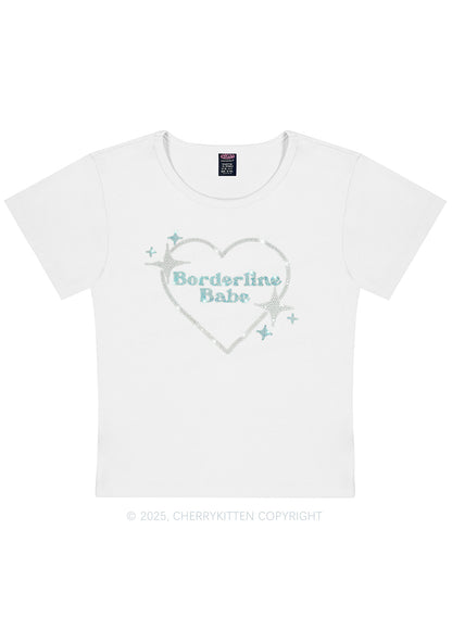 Rhinestone Borderline Personality Babe Y2K Baby Tee Cherrykitten