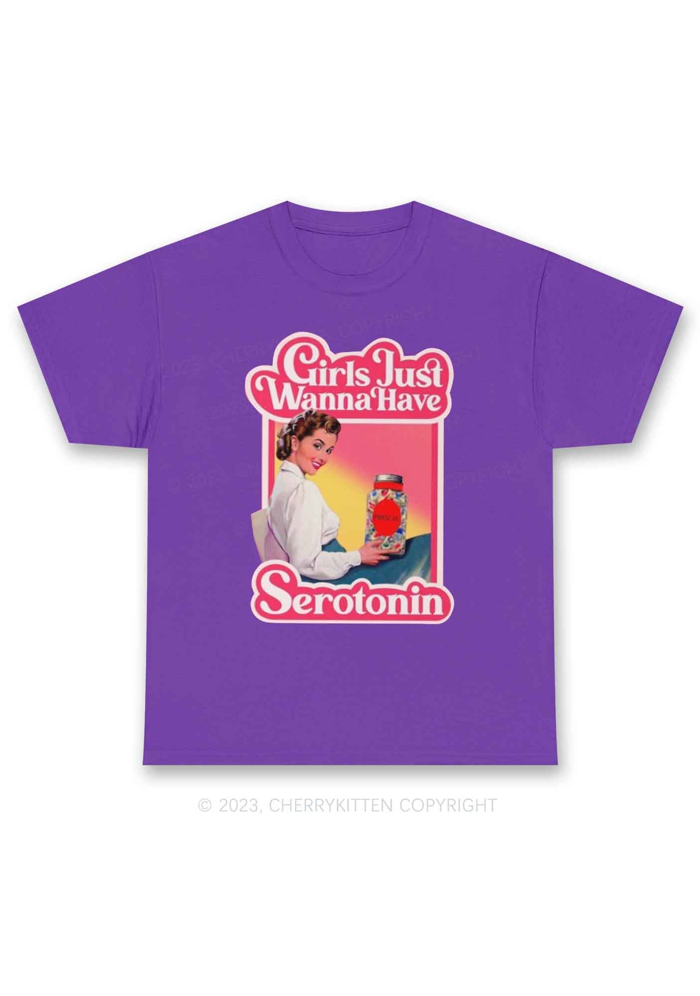 Girls Just Wanna Have Serotonin Y2K Chunky Shirt Cherrykitten