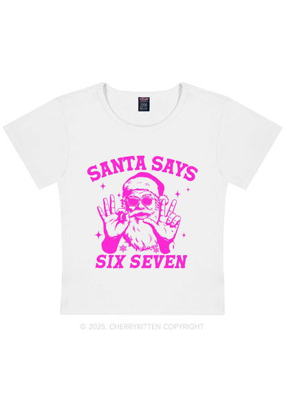 Christmas Santa Says Six Seven Y2K Baby Tee Cherrykitten