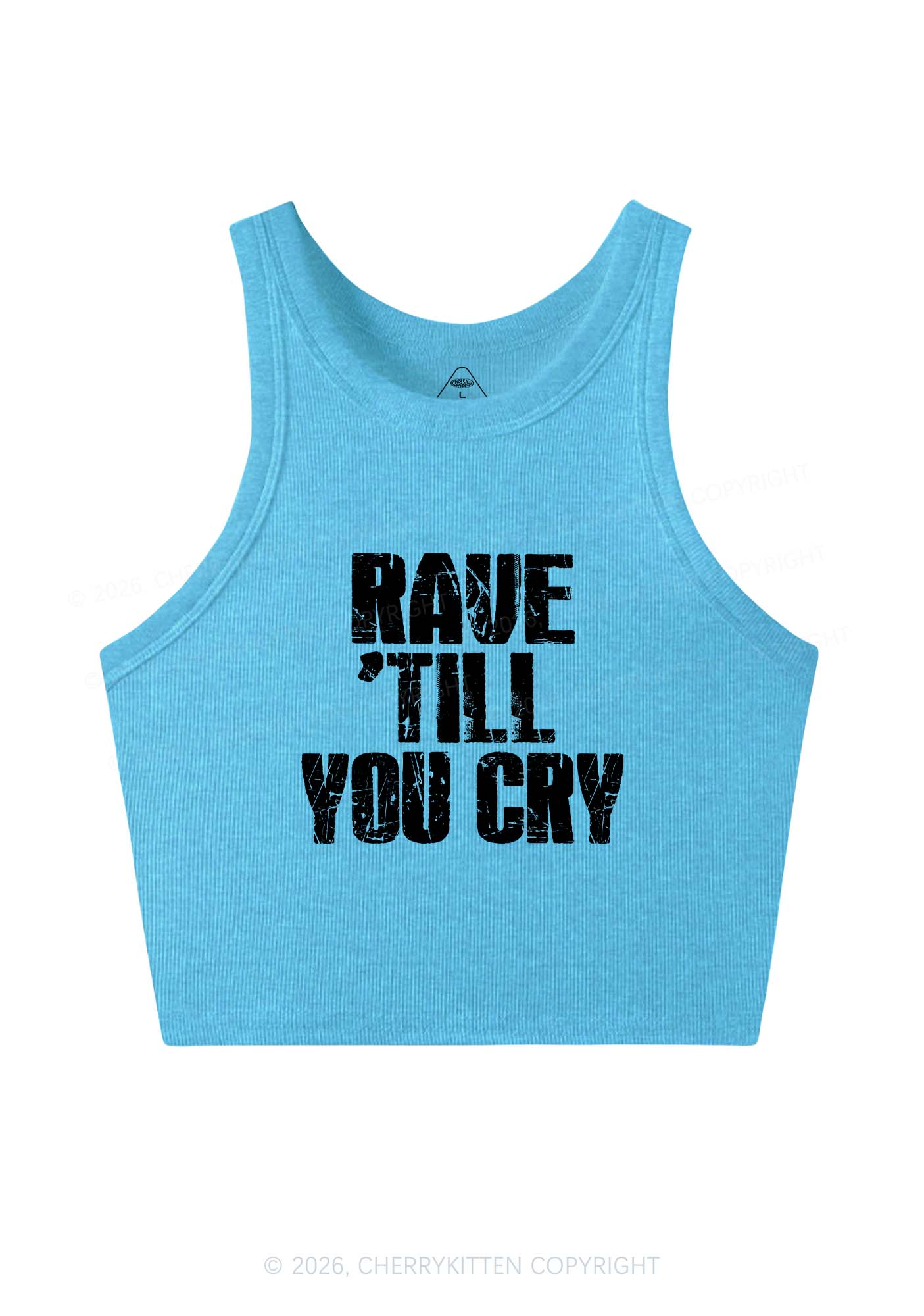 Rave Till You Cry Y2K Crop Tank Top Cherrykitten
