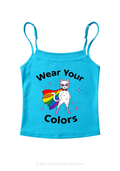 Pride Flag Cat Y2K Spaghetti Strap Cami Cherrykitten