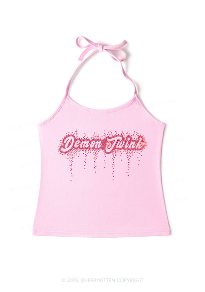 Rhinestone Demon Twink Pride Y2K Halter Neck Cami Cherrykitten