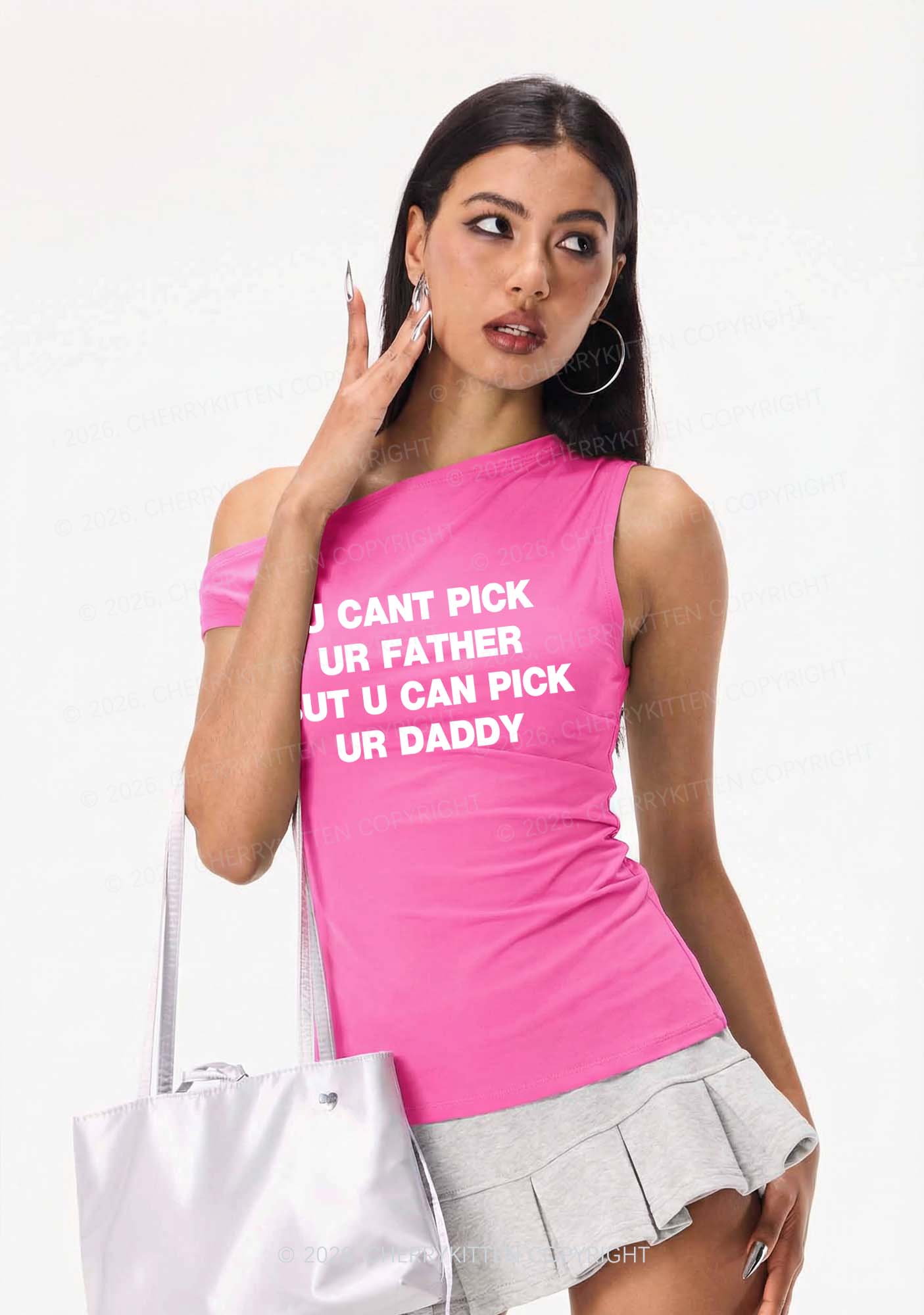 U Can Pick Ur Daddy Y2K Off Shoulder Tank Top Cherrykitten