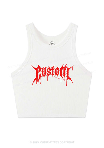 Custom Font Art Y2K Crop Tank Top Cherrykitten