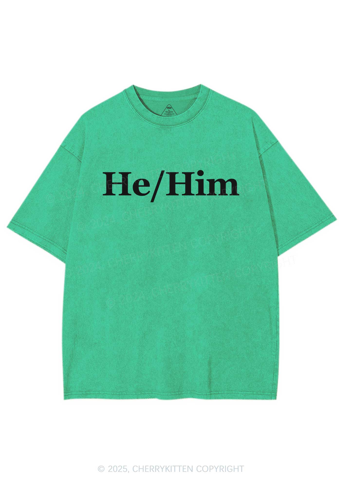 He Or Him Y2K Shirts Washed Tee Cherrykitten