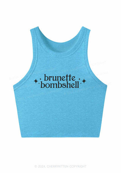 Brunette Bombshell Y2K Crop Tank Top Cherrykitten