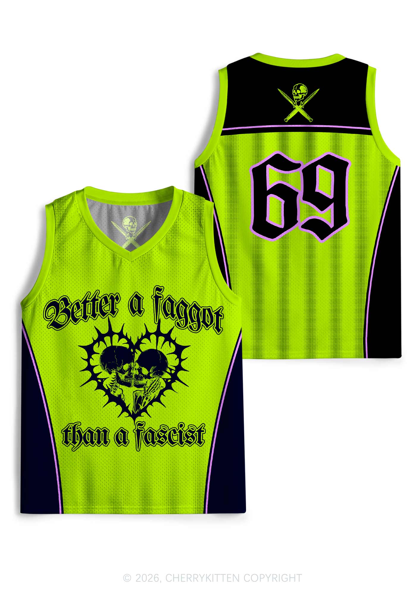 Green Better Faggot Than Fascist Pride Y2K Sport Jersey Tank Cherrykitten
