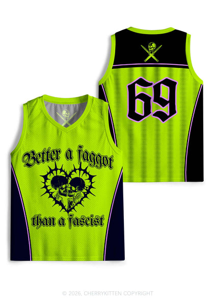 Green Better Faggot Than Fascist Pride Y2K Sport Jersey Tank Cherrykitten