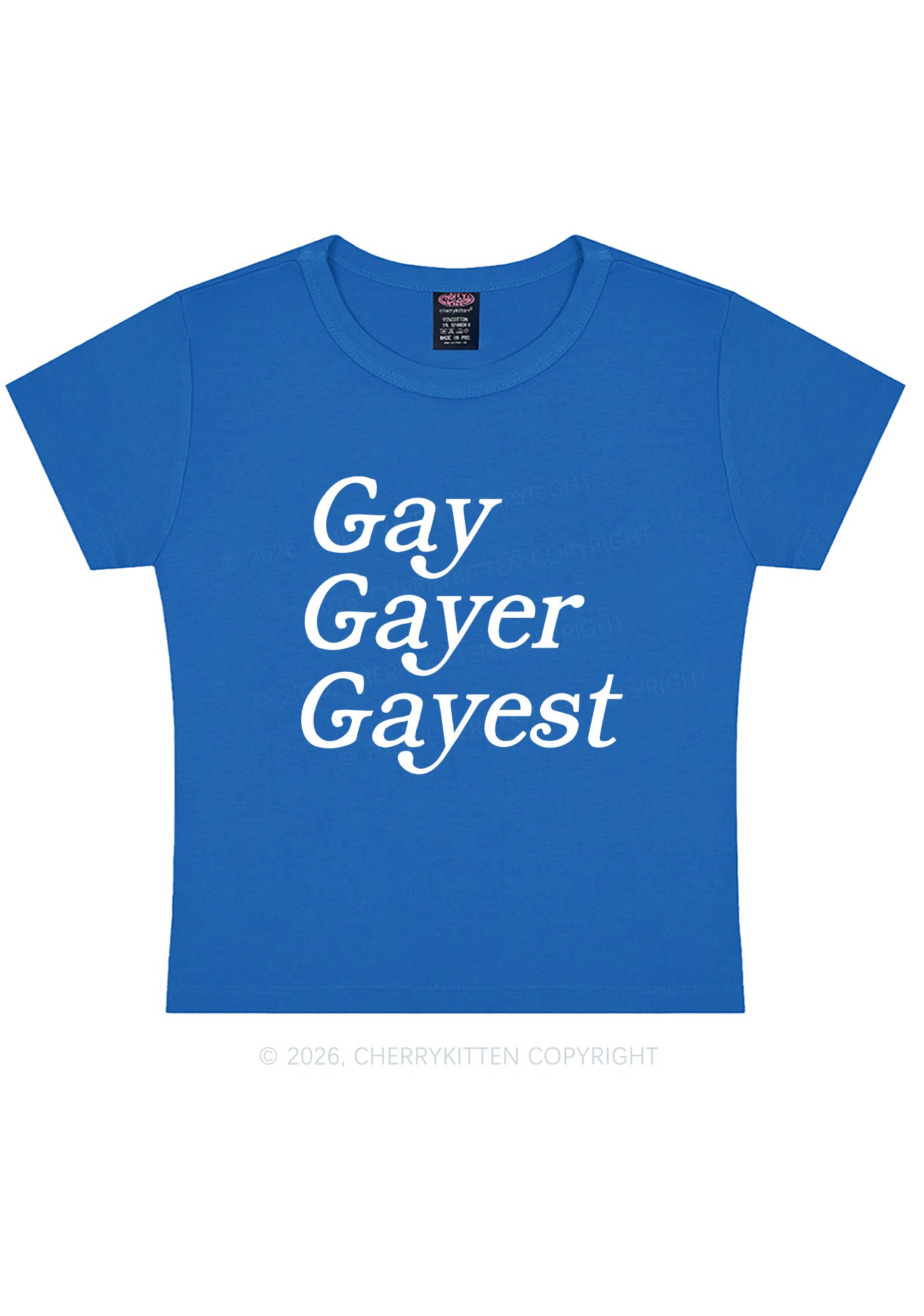 Gay Gayer Gayest Pride Y2K Baby Tee Cherrykitten
