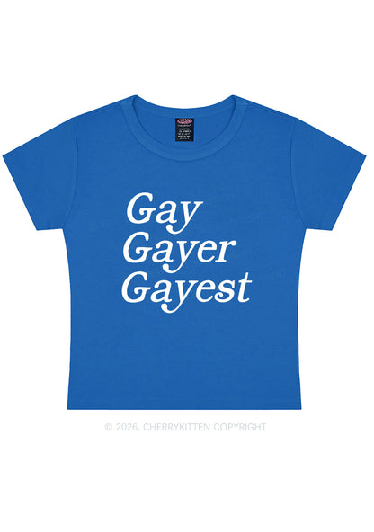 Gay Gayer Gayest Pride Y2K Baby Tee Cherrykitten